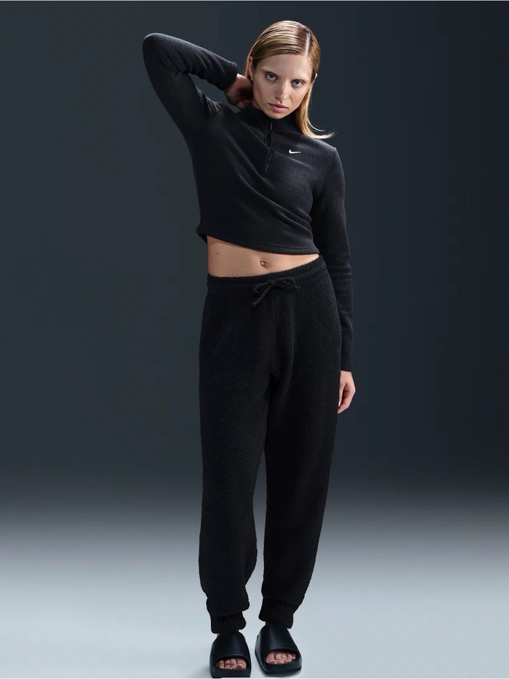 Nike Black Fleece Jogger Pants Sportswear Phoenix Cozy Bouclé